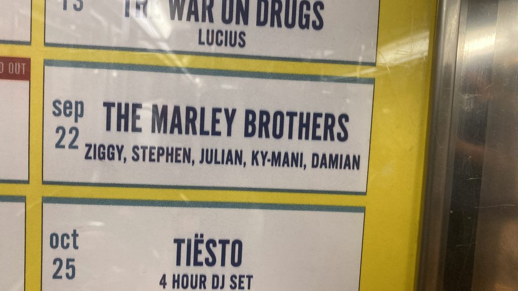 subway poster with Marley Brothers (Ziggy, Stephen, Julian, Ky-Mani, Damian) performing on Sep 22