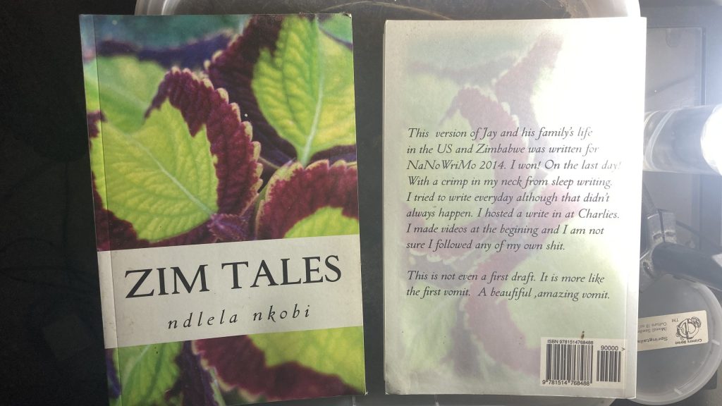 The front and back of 2 copies of my novel 